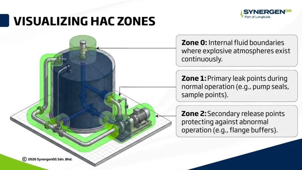 Various HAC zones in oil and gas facilities